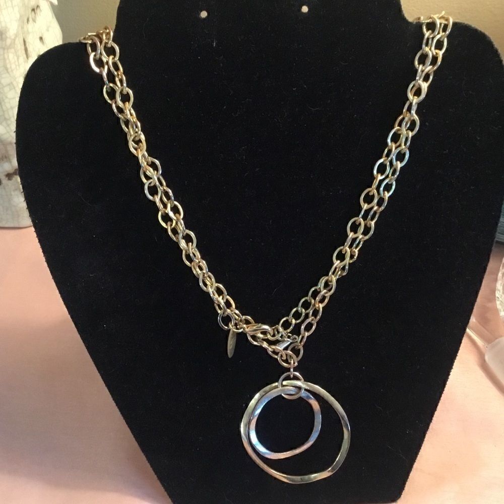 Goldtone Link Necklace and Pendant